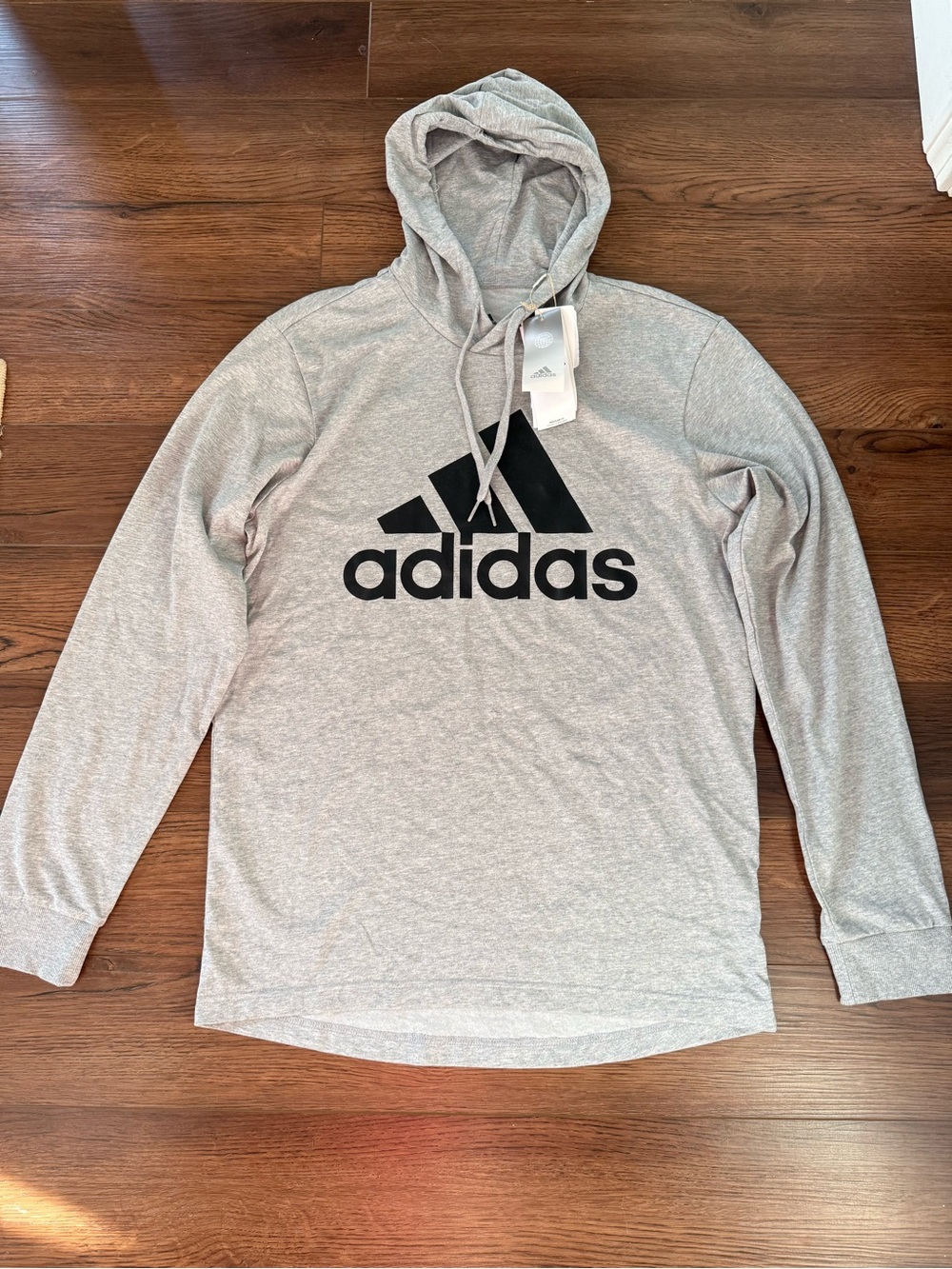 adidas Light Gray Hooded Logo Pullover